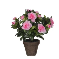Castorama Azalea Rose Artificiel 20 X H.27 Cm En Pot Stan Gris ø11,5 Cm