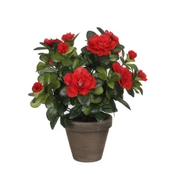 Castorama Azalea Rouge Artificiel 20 X H.27 Cm En Pot Stan Gris ø11,5 Cm