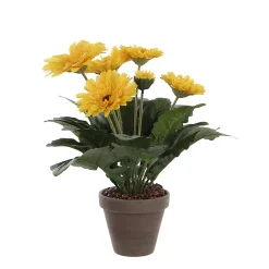 Castorama Gerbera Jaune Artificiel ø30 X H.35 Cm En Pot Stan Gris ø11,5 Cm